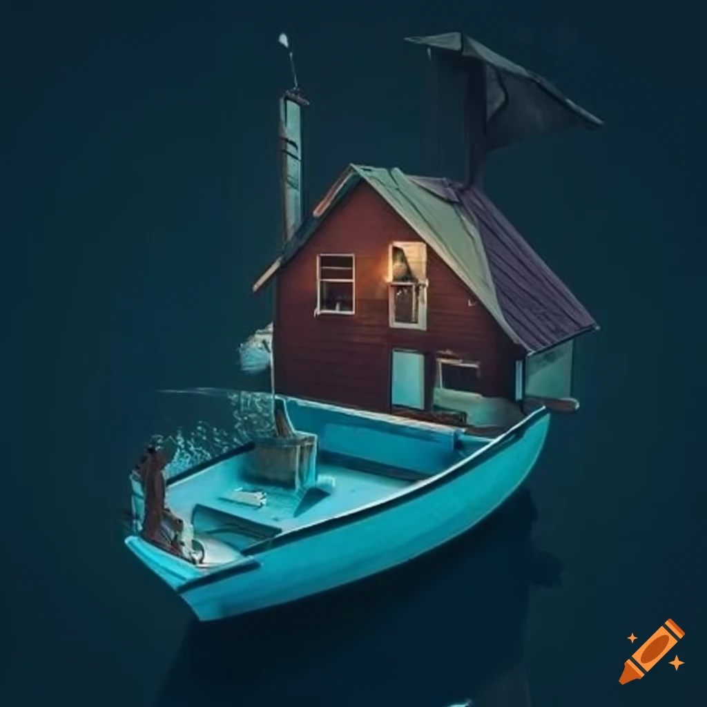 concept of a fusion between a family home and a boat