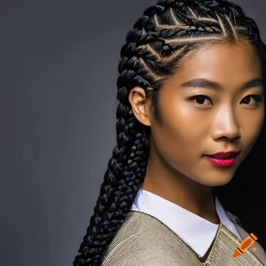 portrait of a Chinese woman with afro braided hair