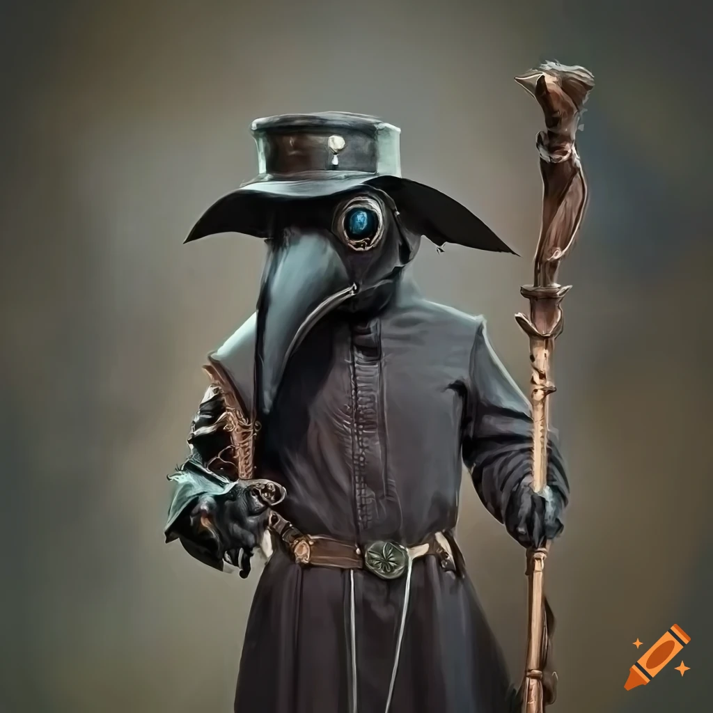 portrait of a mysterious plague doctor in black attire