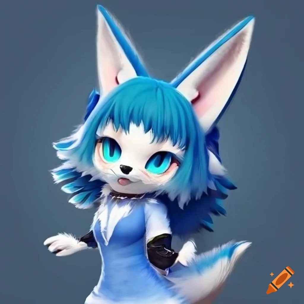 image of a cute blue kemono kitsune
