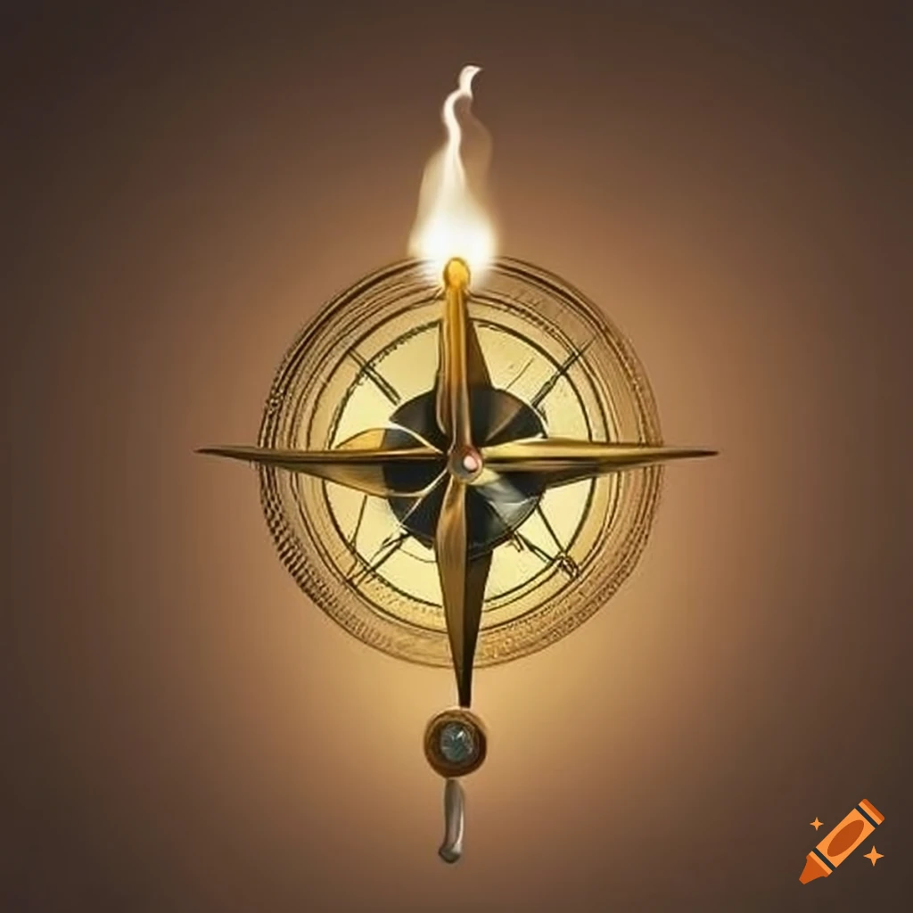 symbol of a torch intertwined with a golden compass