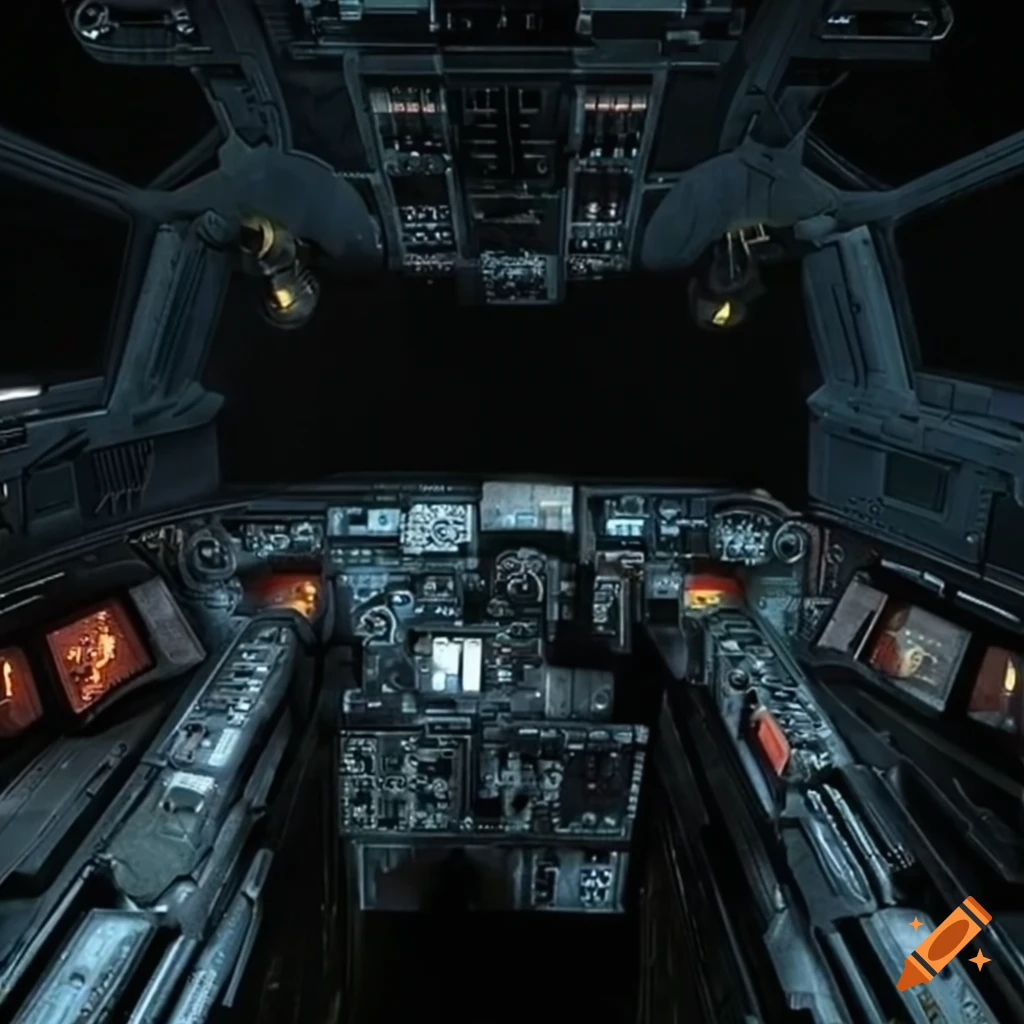 view through a Star Wars fighter cockpit