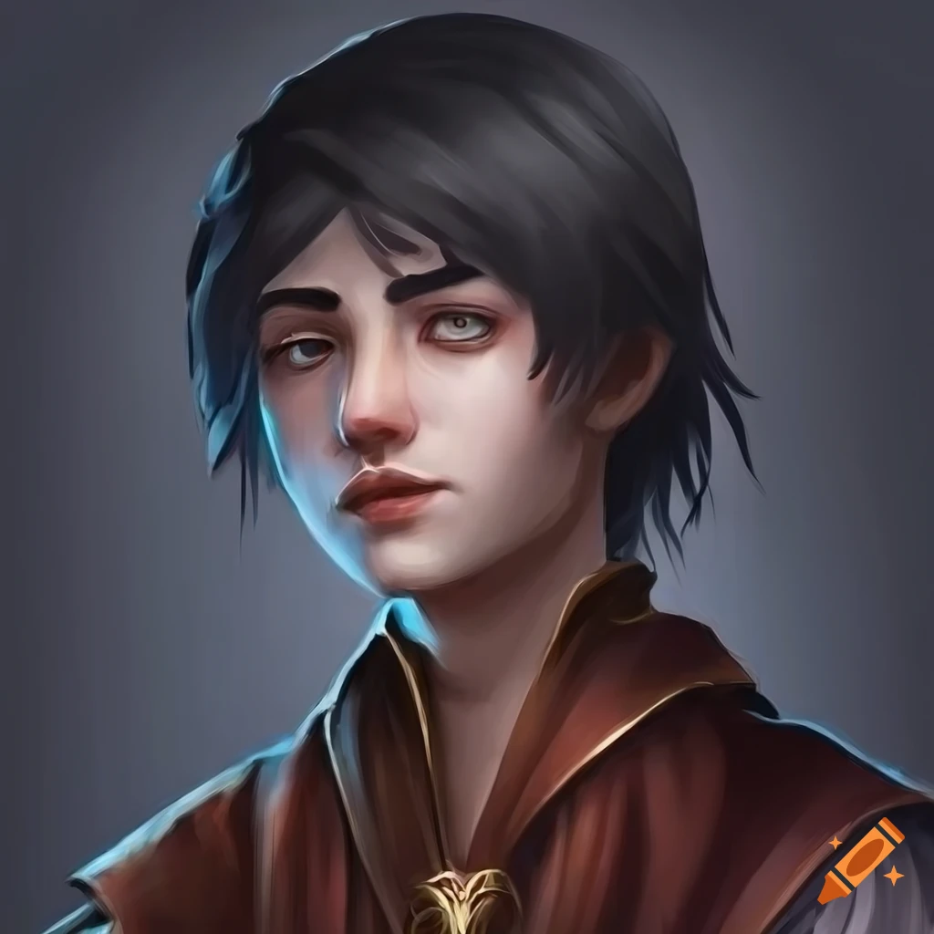 portrait of a male mage in a fantasy setting