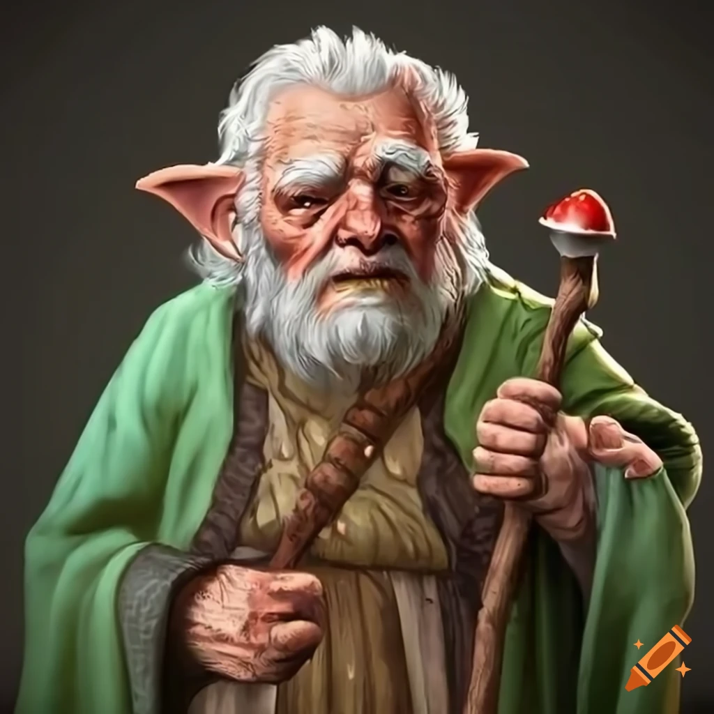 illustration of an elderly druid with a mushroom staff