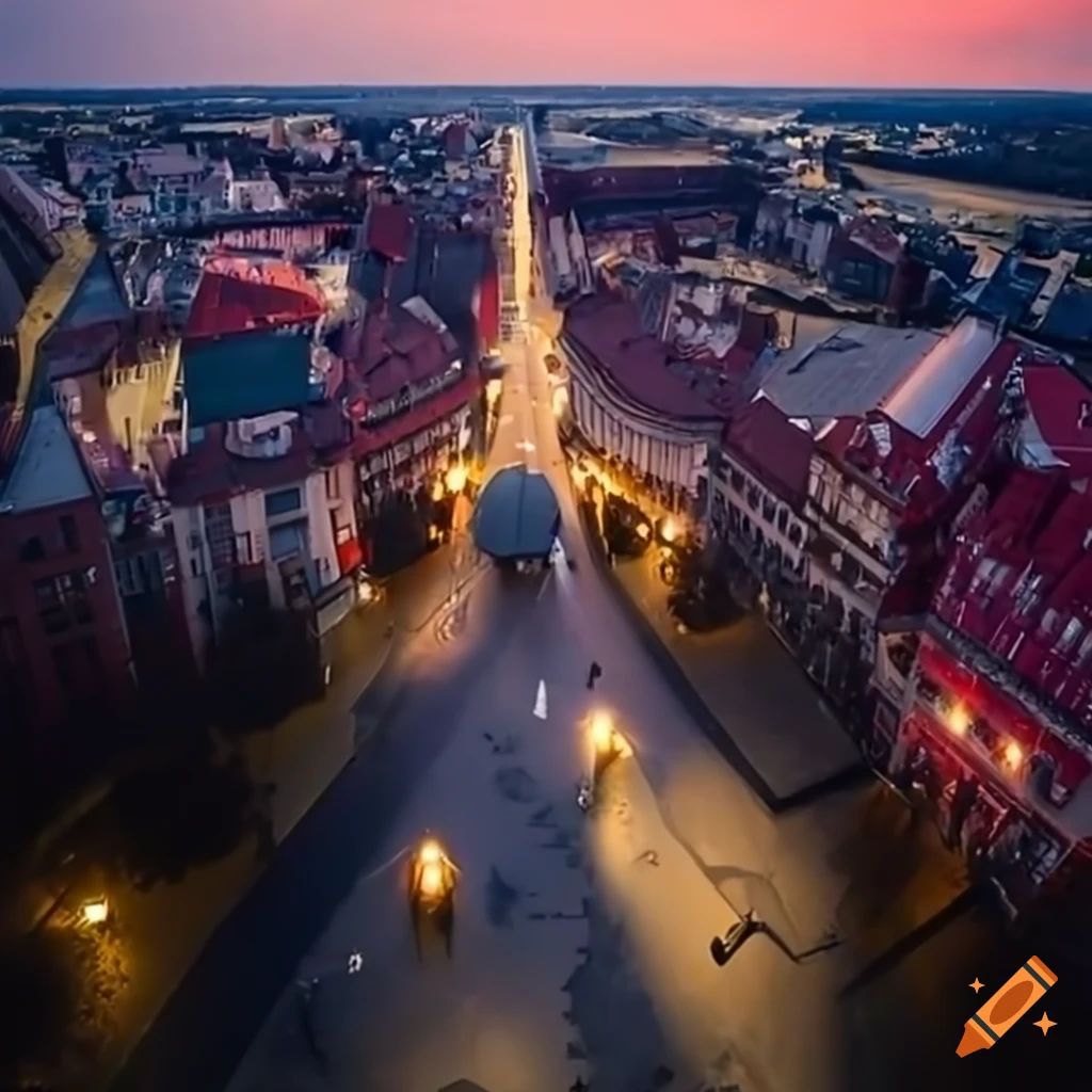 aerial view of Rzeszow city with a helicopter