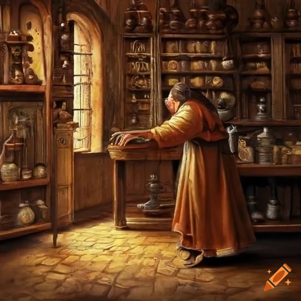 medieval pharmacy illustration