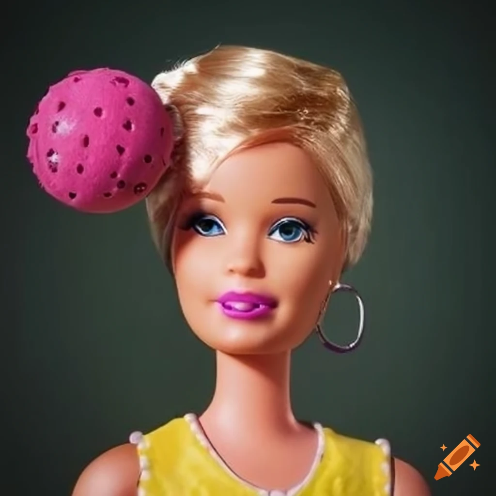 whimsical Barbie playing pickleball
