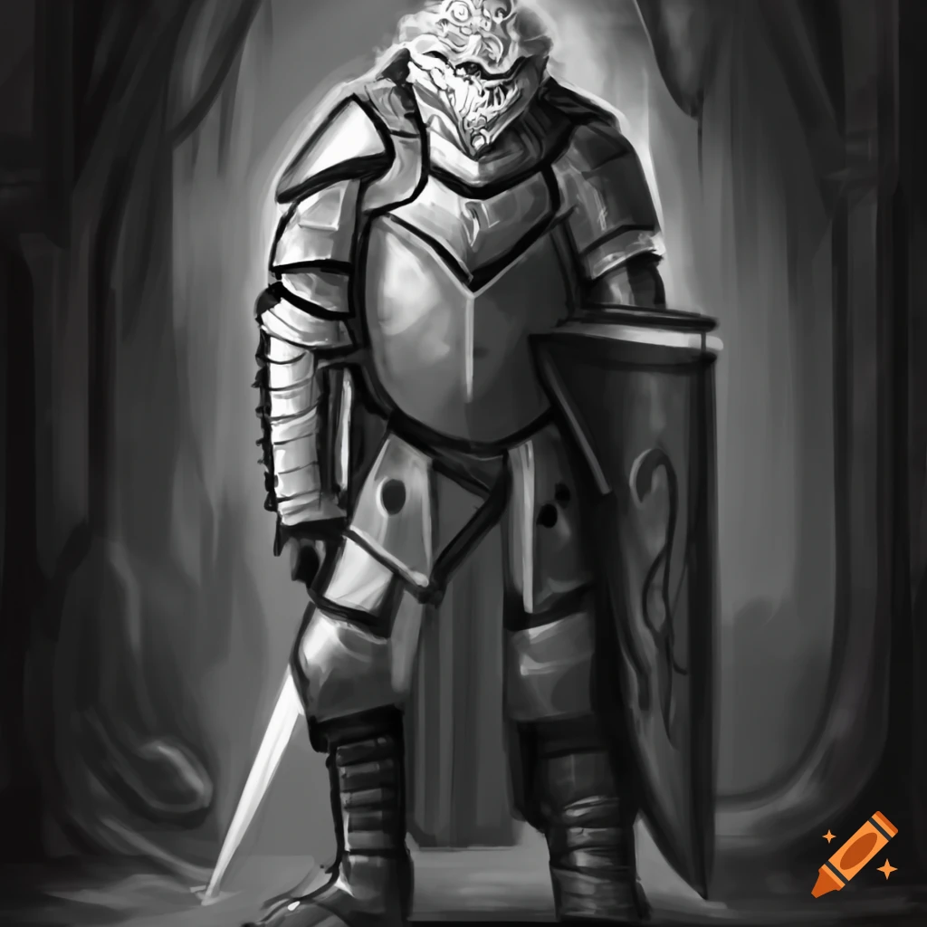 image of a dragonborn paladin in shining armor