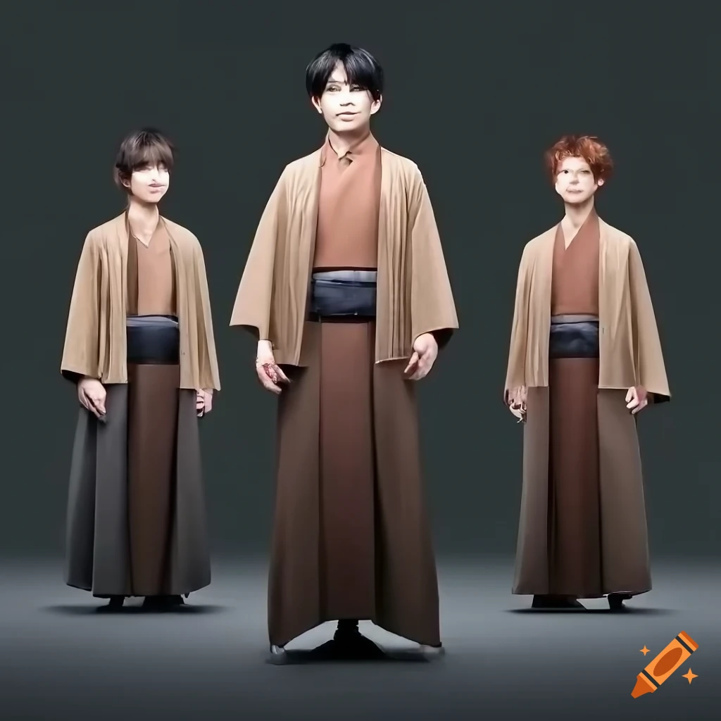 Japanese male choir members in traditional attire