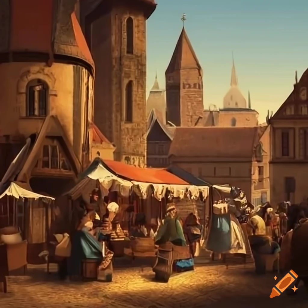 medieval market in a town square