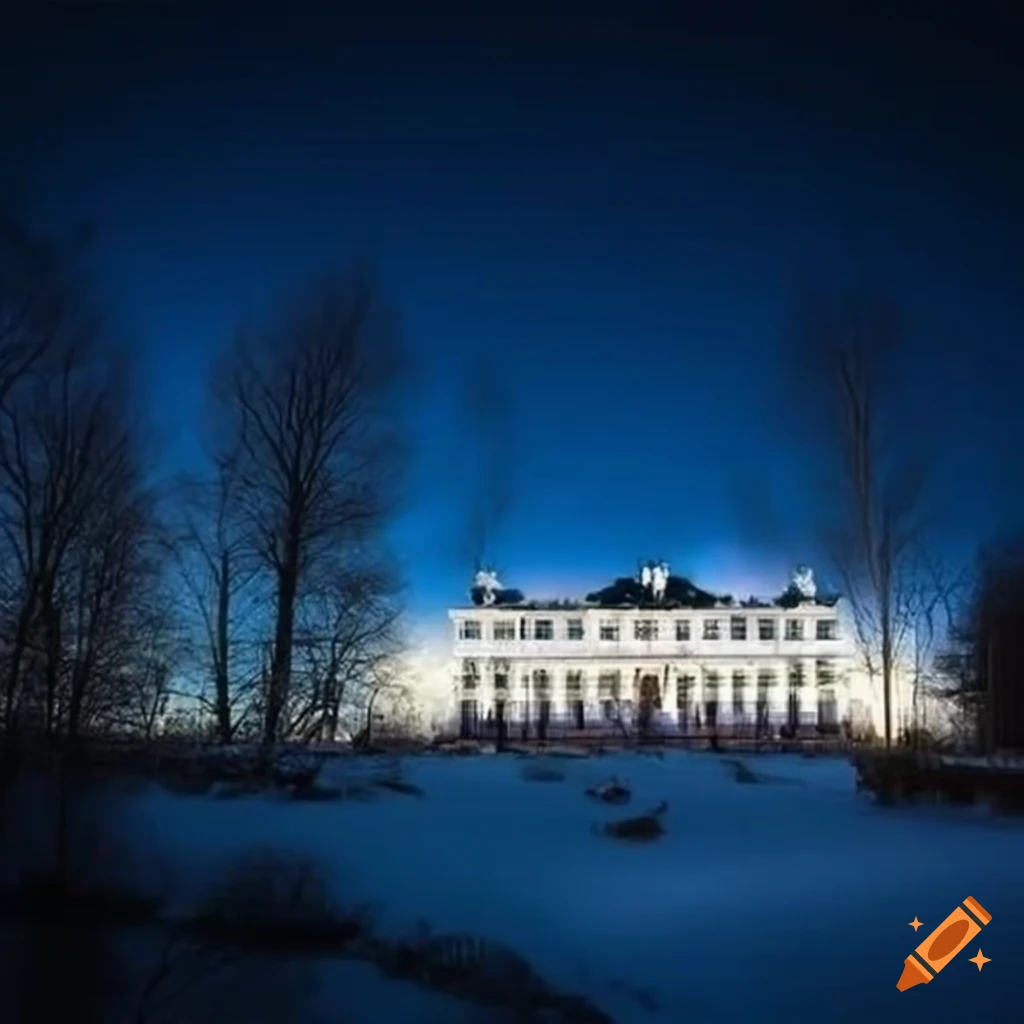 mesmerizing boreal glow illuminating a modern white house