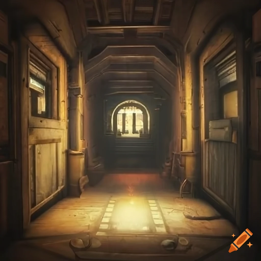 clean interior corridor of a Fallout vault