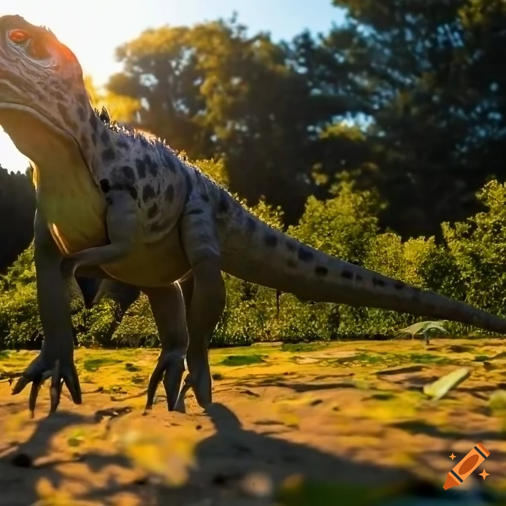frontal view of two iguanodon-dinosaurs with detailed skin texture