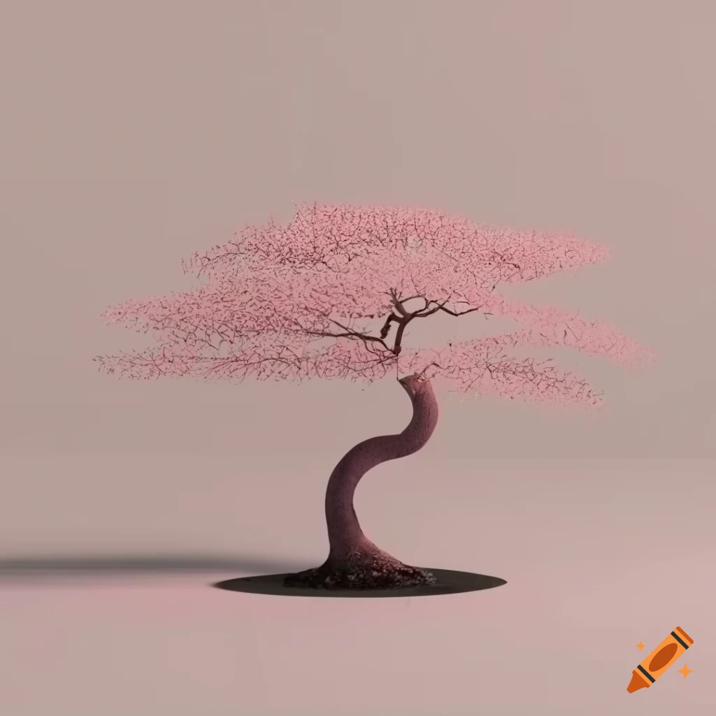 pink leaf bonsai tree in 3D render
