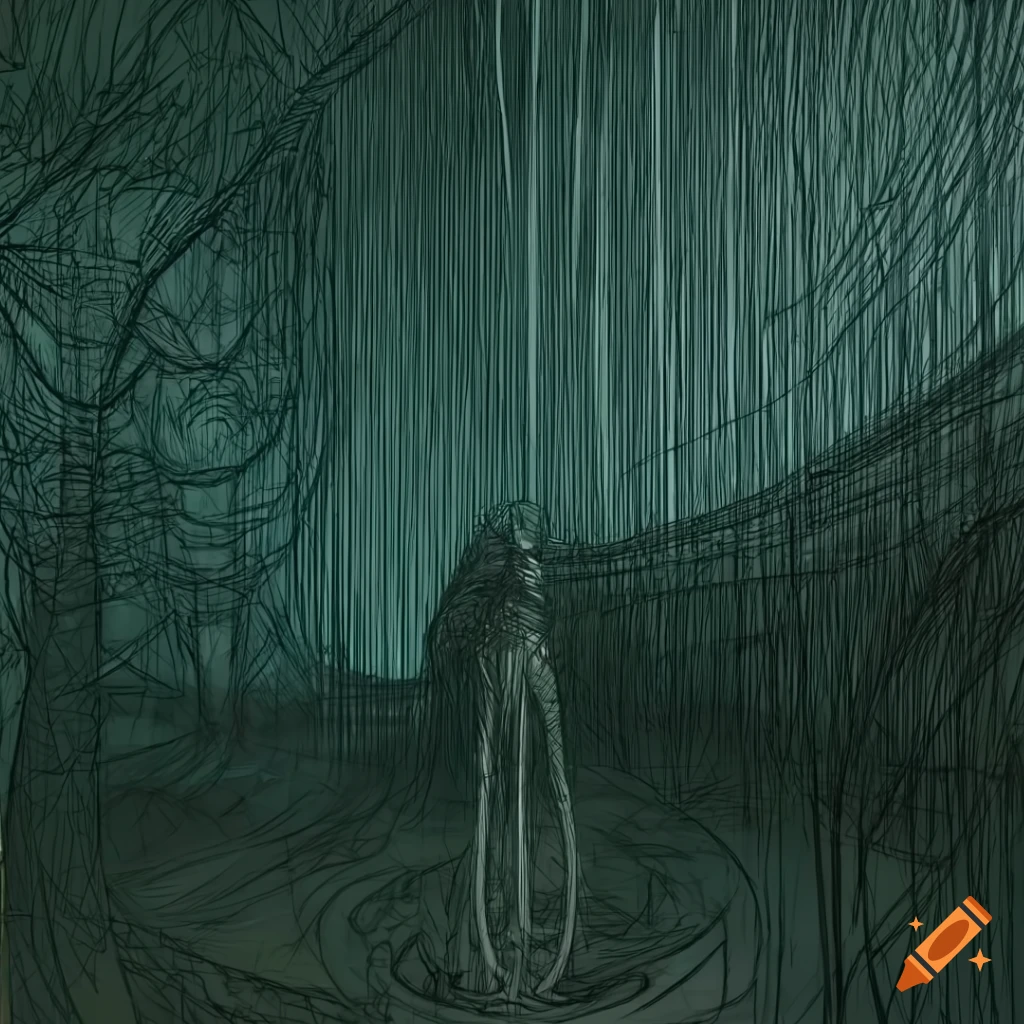 Arthur Rackham inspired wireframe illustration