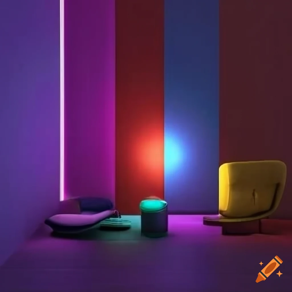 room with multi-colored Hue Lighting