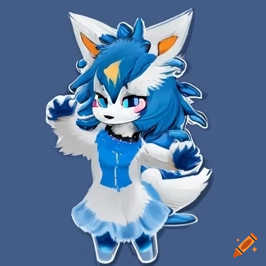 image of a cute blue kemono kitsune