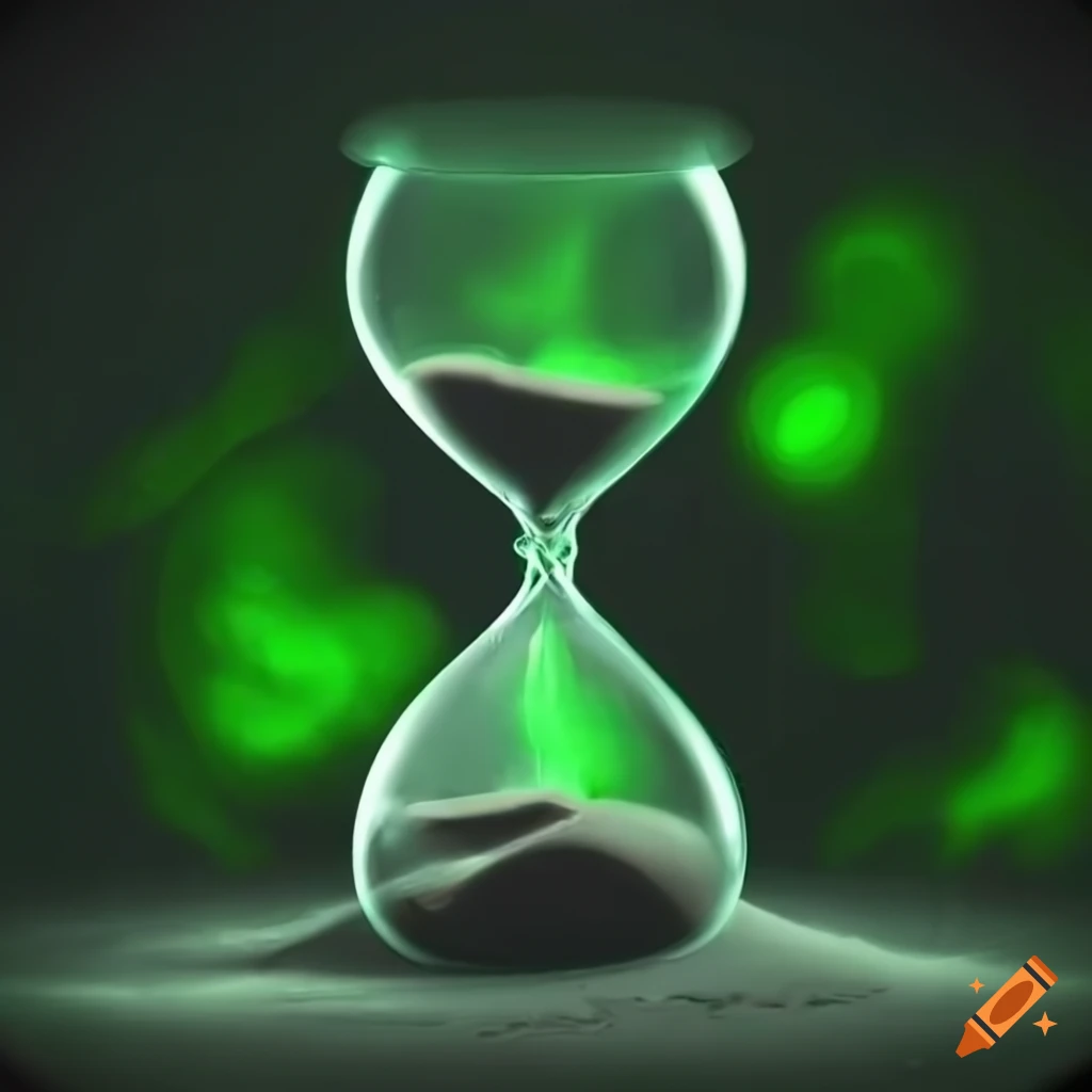 broken steampunk hourglass on mystical background
