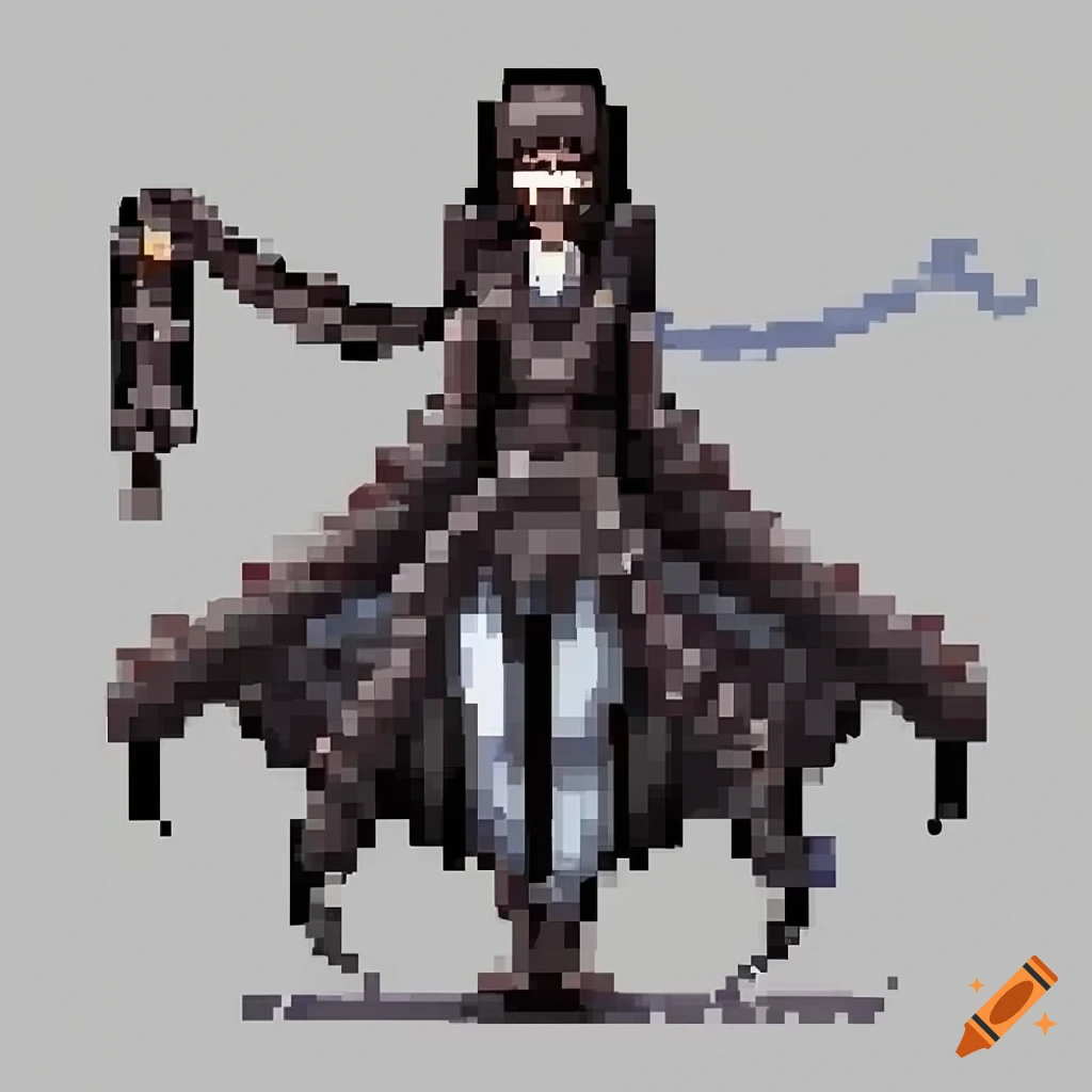 black and white pixel art character sheet sprite