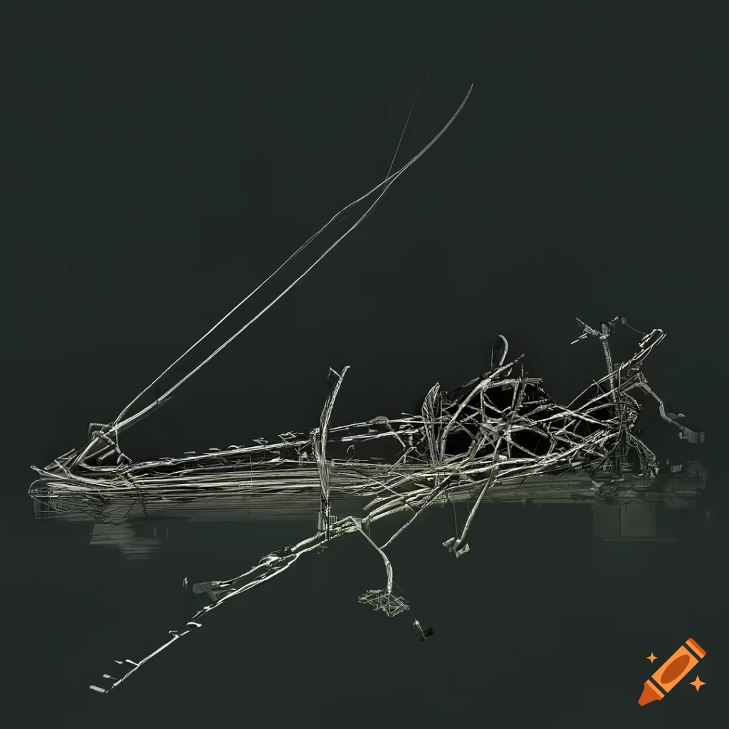 abstract wireframe illustration inspired by Yves Tanguy and Arthur Rackham