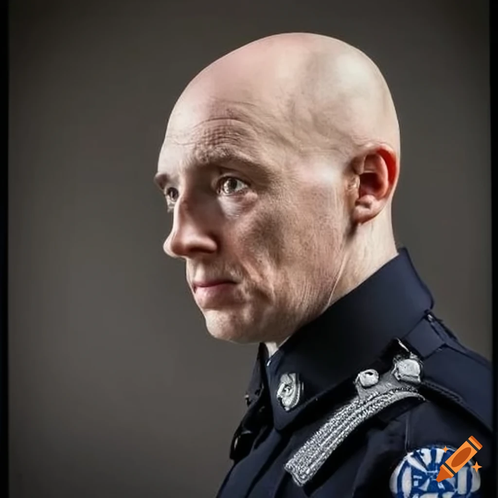 British policeman with a bald head
