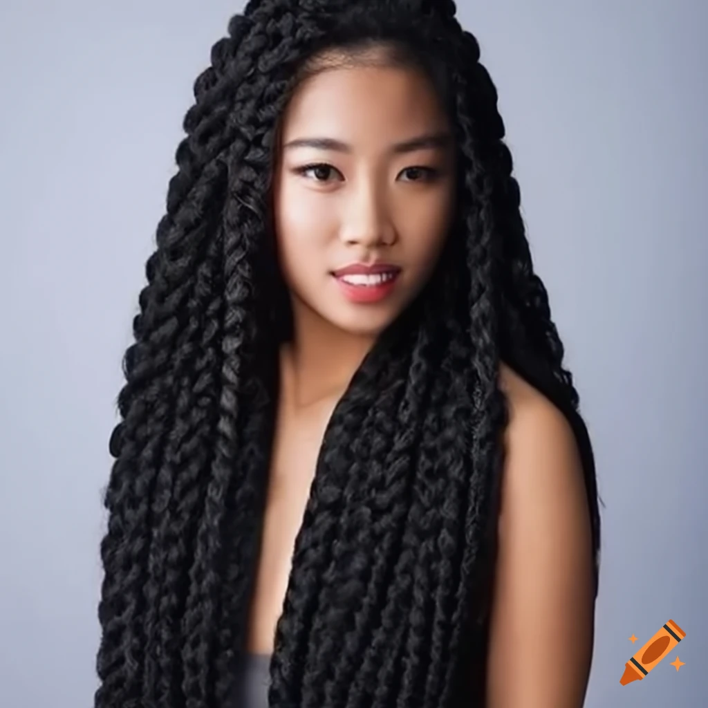 Chinese woman with beautiful afro braided hair