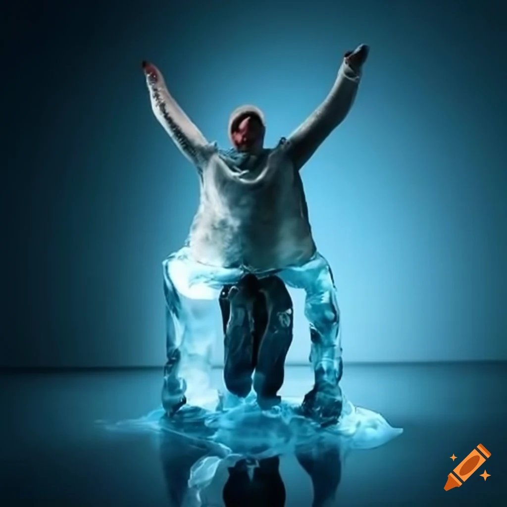 ice sculpture of a man's feet
