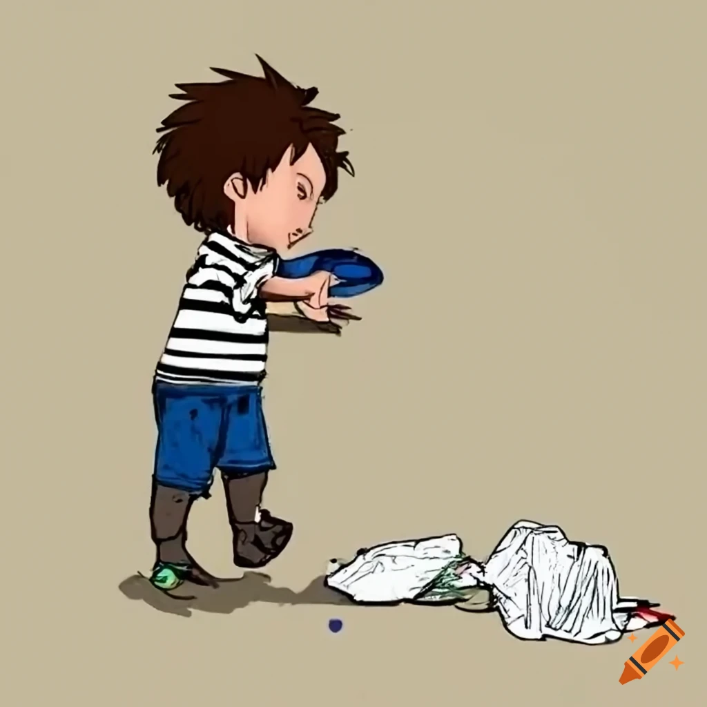boy throwing rubbish in the trash