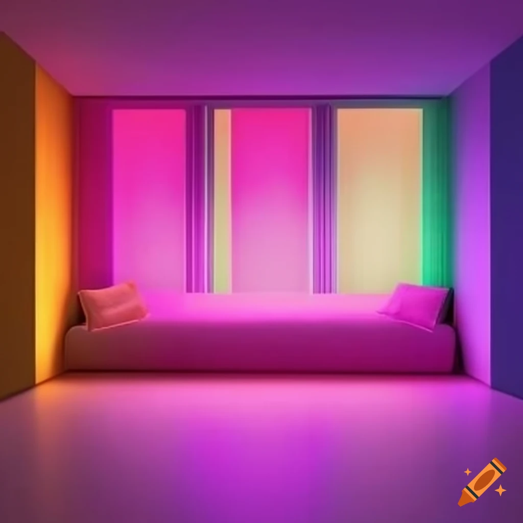 room with multi-colored Hue Lighting