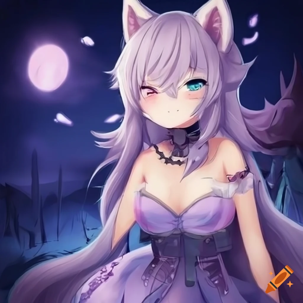 Cute Cartoon Girl Wolf