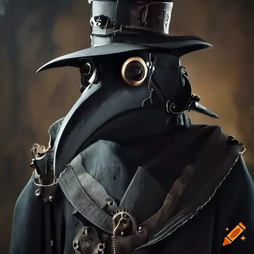 image of a steampunk plague doctor with a black raven