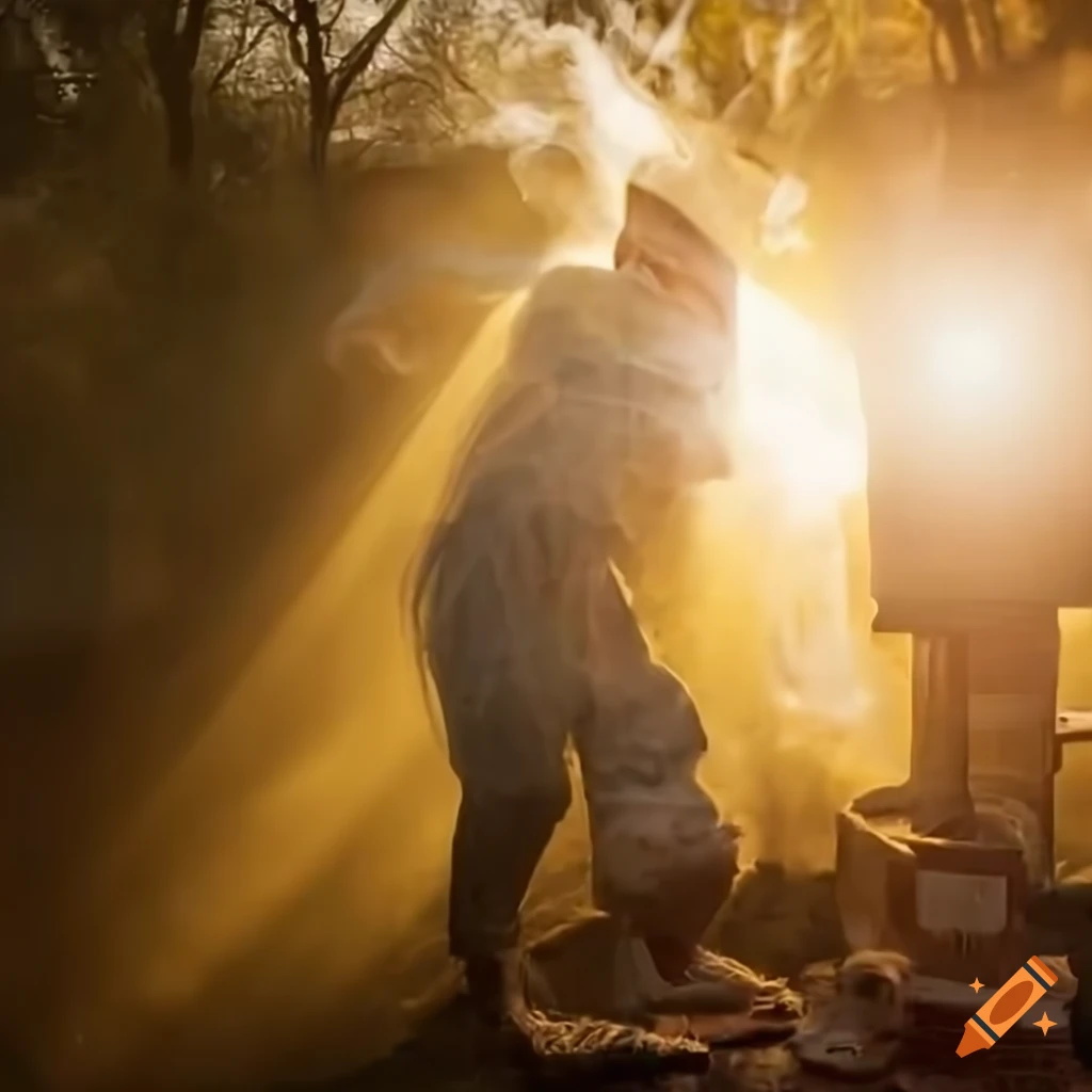 beekeepers dancing in front of beehives