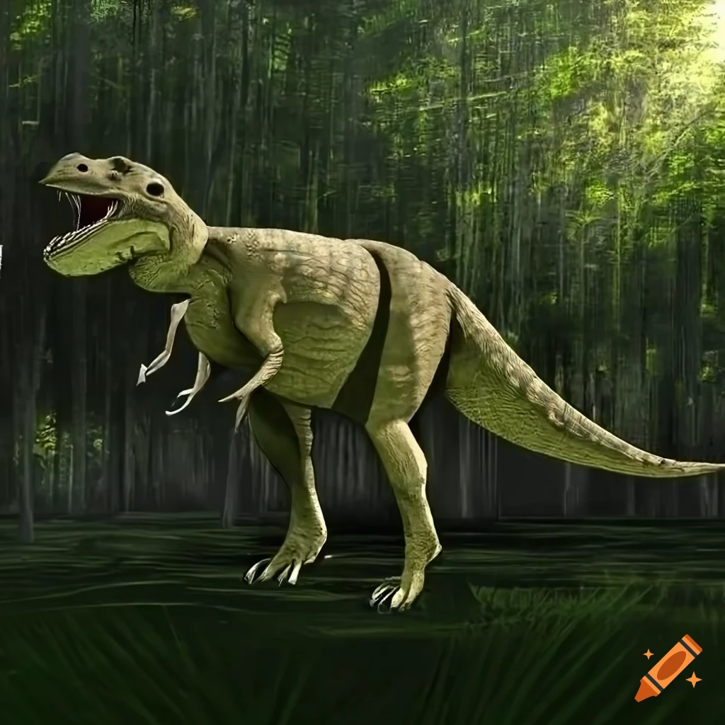 scientifically accurate depiction of a feathered Tyrannosaurus in Louisiana