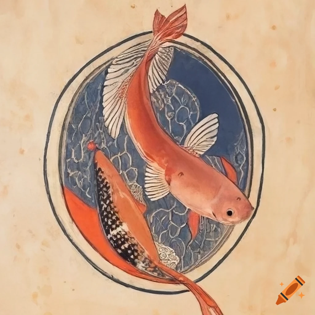 artistic composition with koi fish swimming against the tide
