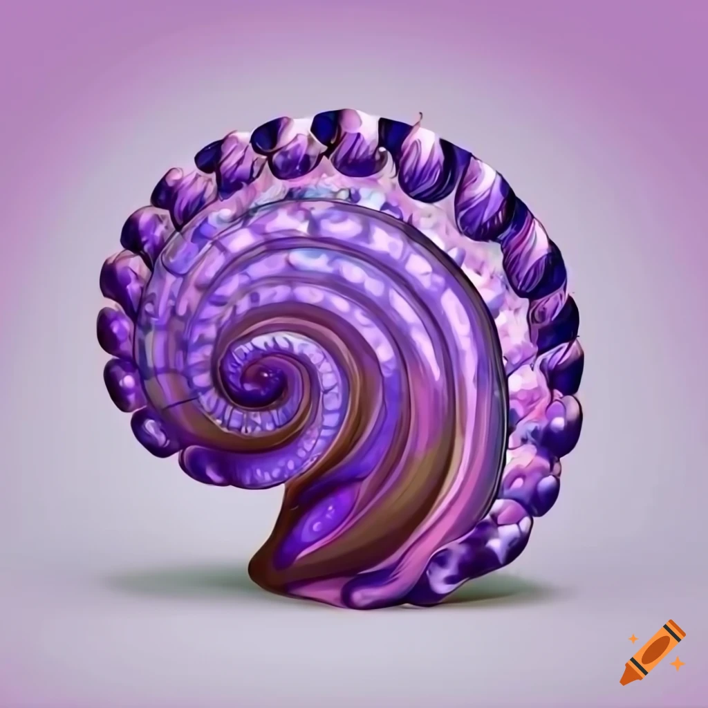 cartoon style purple seashell on a white background