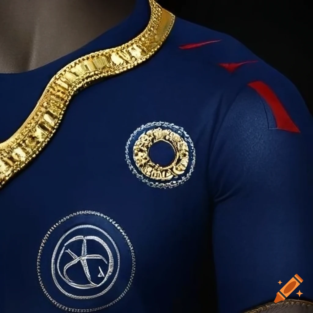 Thailand national soccer team jersey with navy blue and gold accents