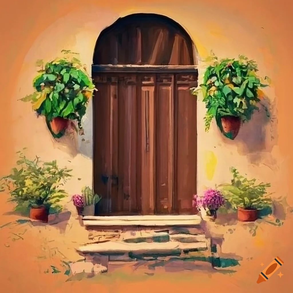 geometric abstract art inspired by Tuscany courtyard