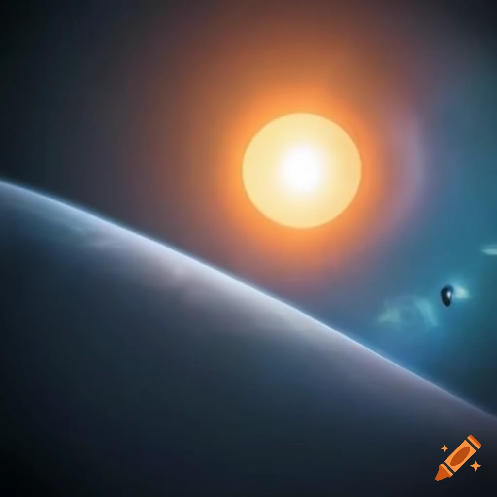 starship passing over the surface of the sun
