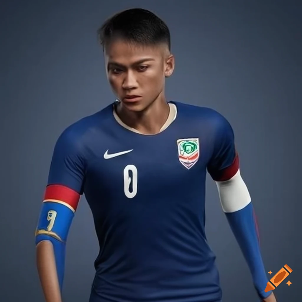 Thailand national soccer team jersey with navy blue and gold accents