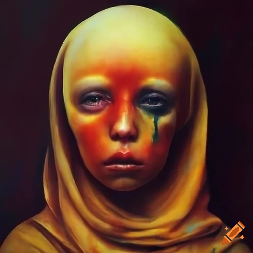 portrait of a woman wearing a hijab by Zdzisław Beksiński