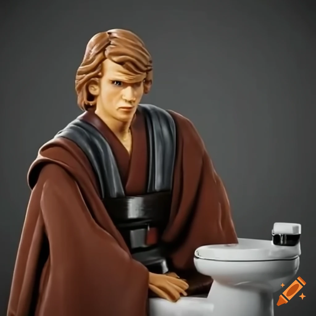 Anakin Skywalker sitting on the toilet