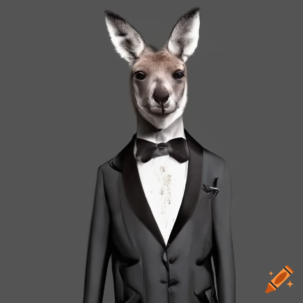kangaroo wearing a tuxedo