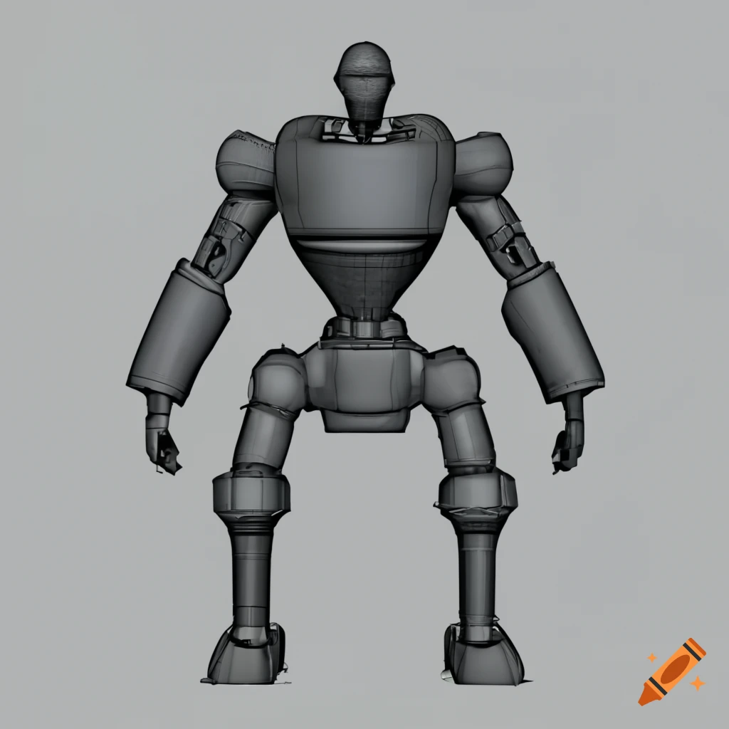 blueprint of a 3d model robot warrior