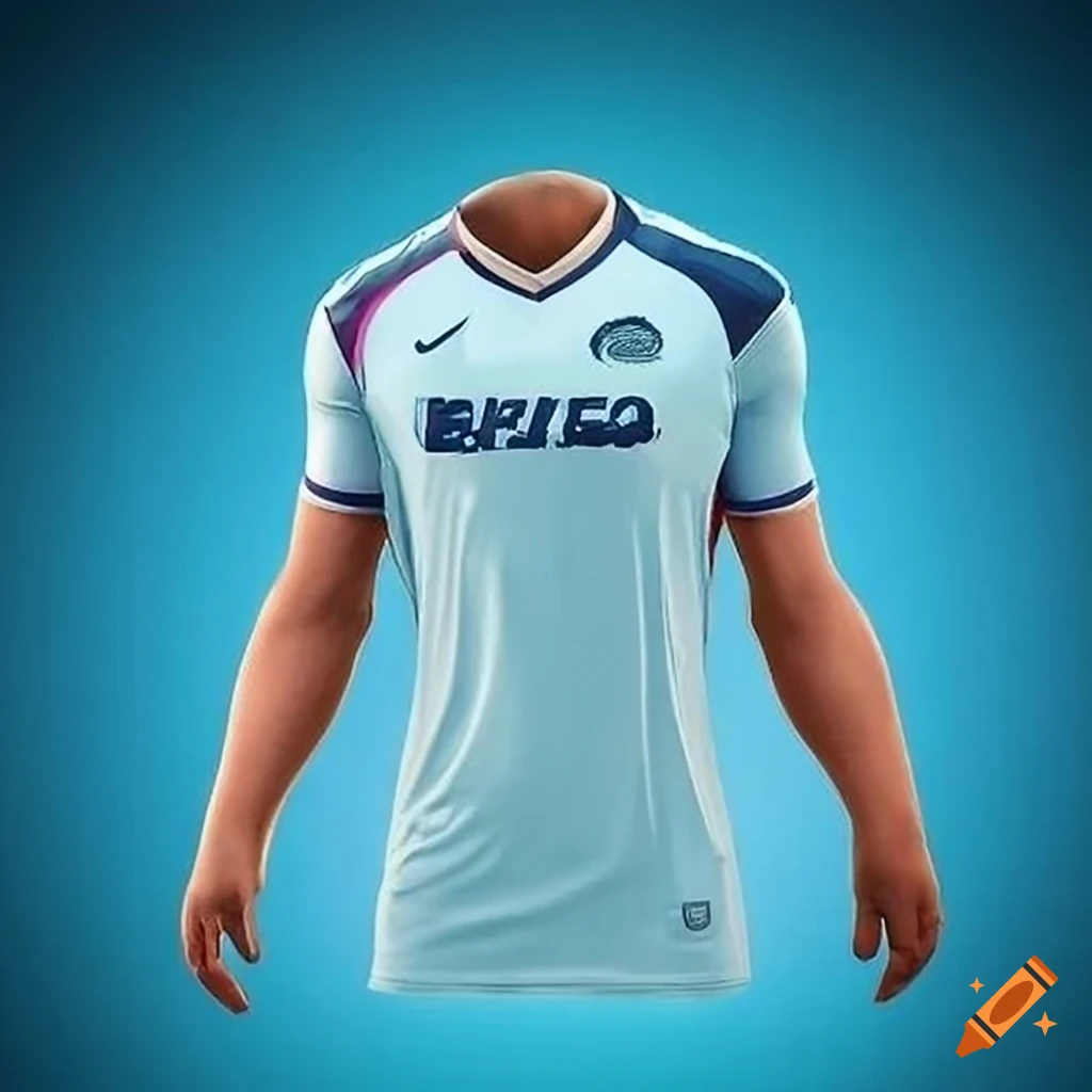 light blue jersey with wave design and navy cuffs