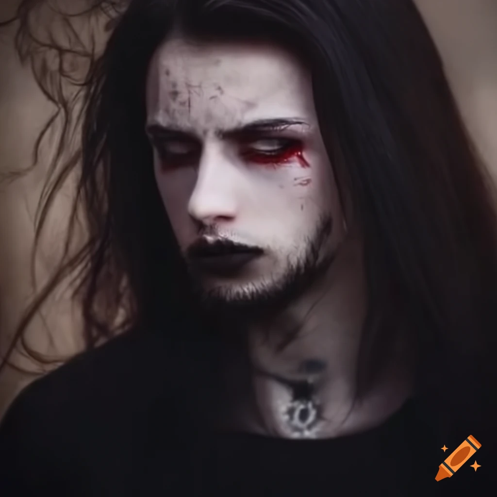 portrait of a gothic man with striking features