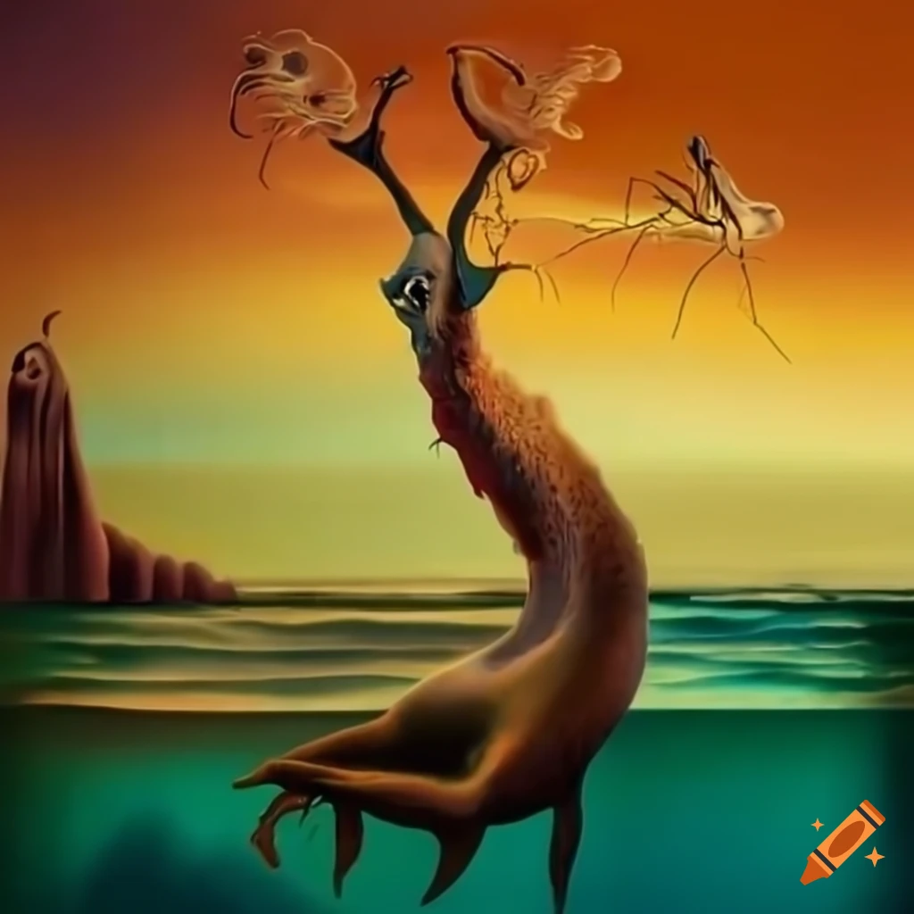surreal nature scene in Salvador Dali style