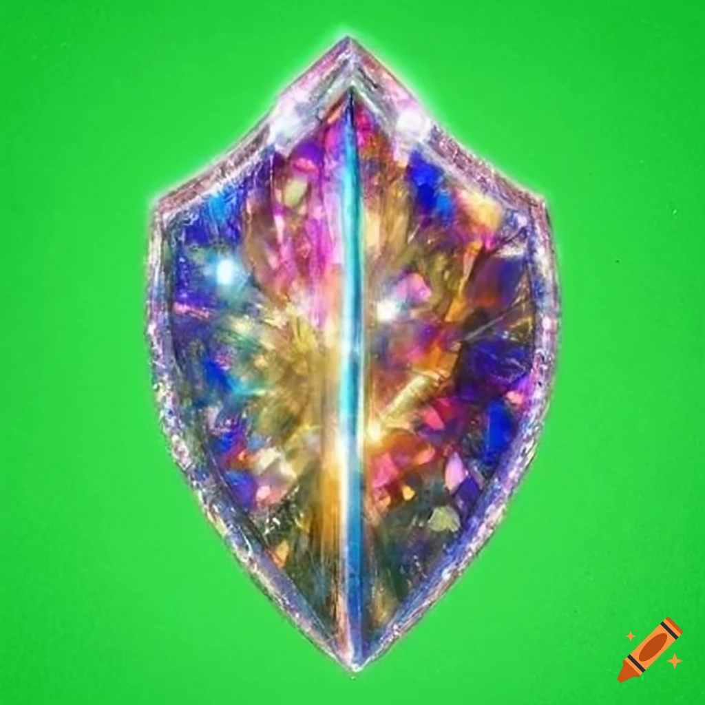 fantasy sketch art of a sparkling crystal shield