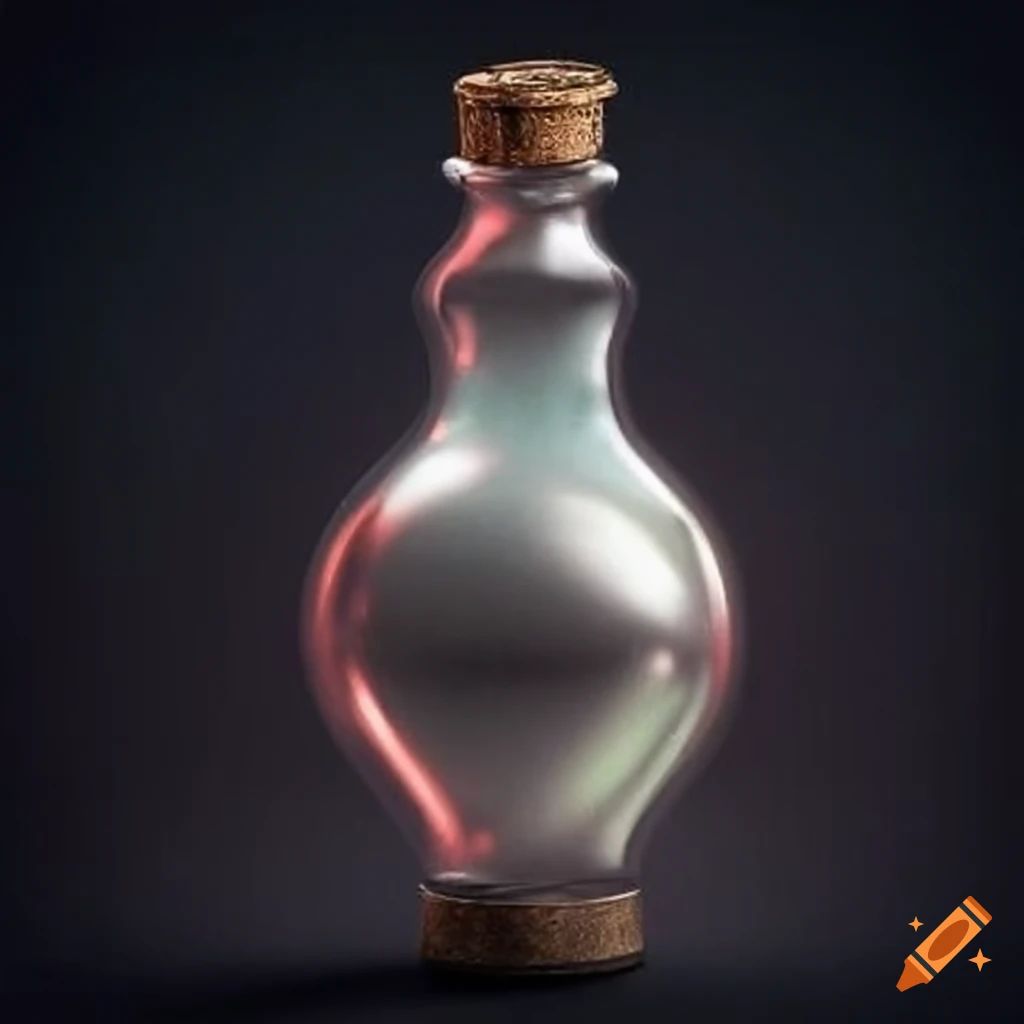 silver potion bottle with bubbles