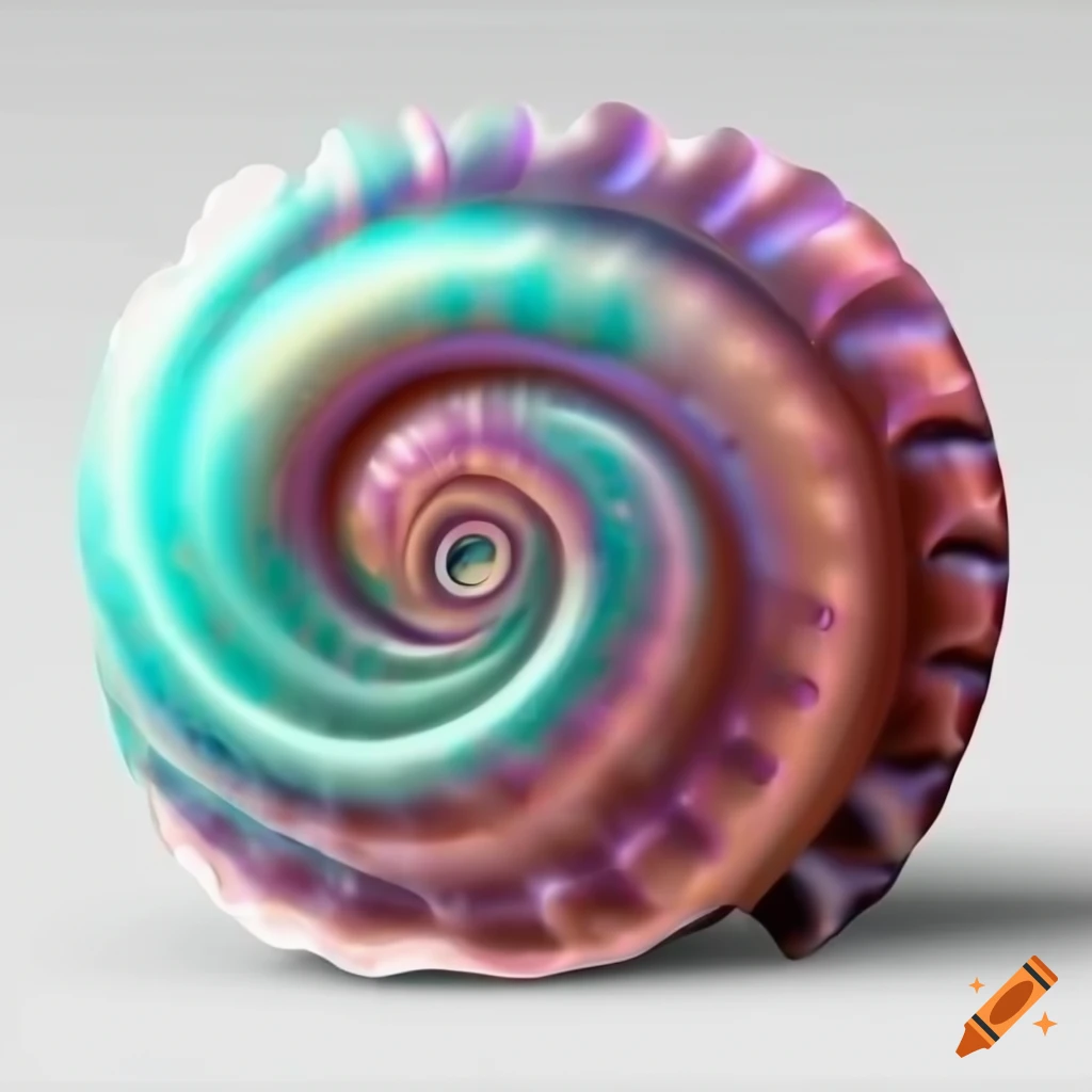 shiny cartoon seashell on white background