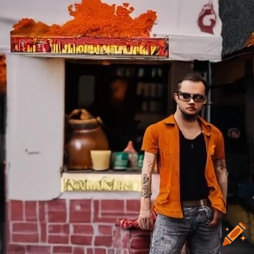 Italian man in front of Pasquales Spazialitäten Granita Stand